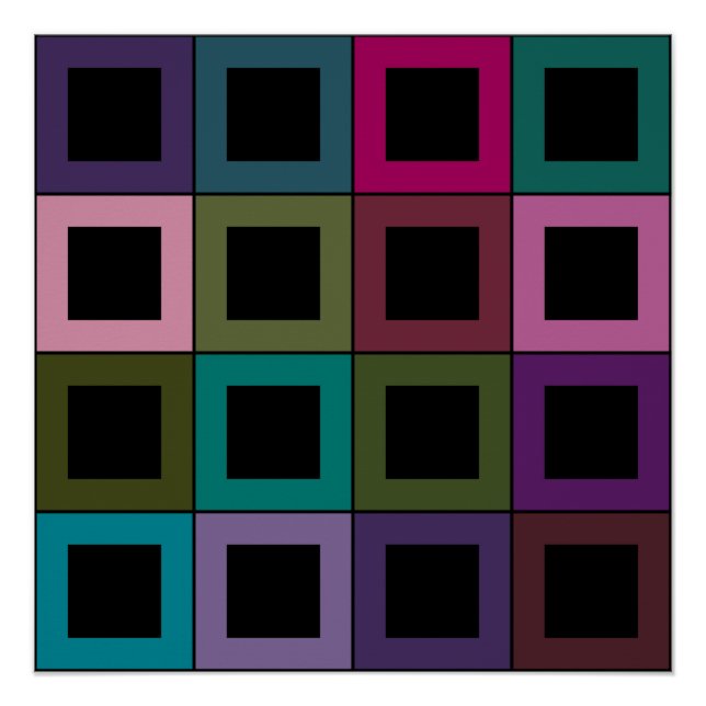 Farbiges Quadrat-Blockrastermuster Poster (Vorderseite)