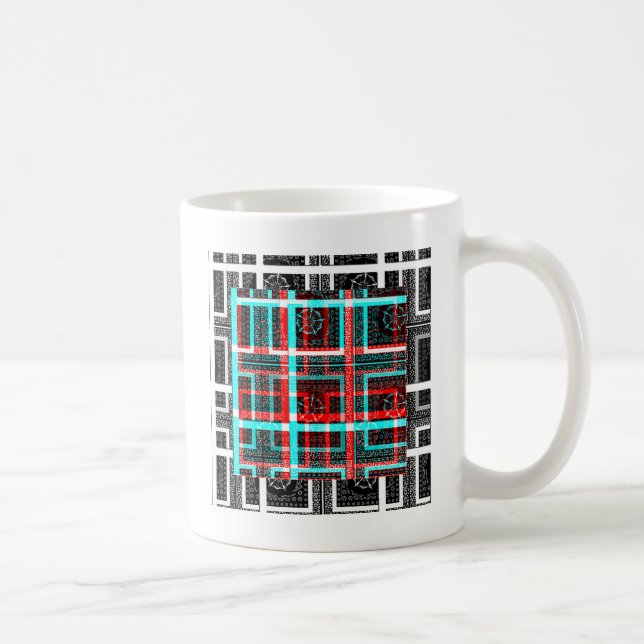 Farbiges Quadrat Gewand geometrisch karierte Fläch Kaffeetasse (Rechts)