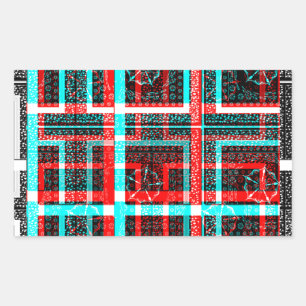Farbiges Quadrat Gewand geometrisch karierte Fläch Rechteckiger Aufkleber