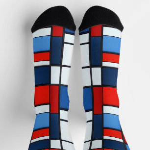 Farbiges Quadrat-Muster Socken