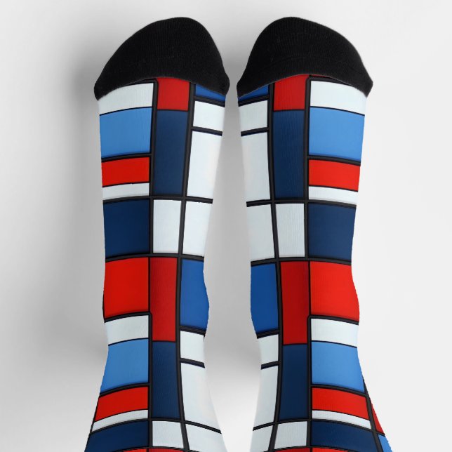 Farbiges Quadrat-Muster Socken (Oben)