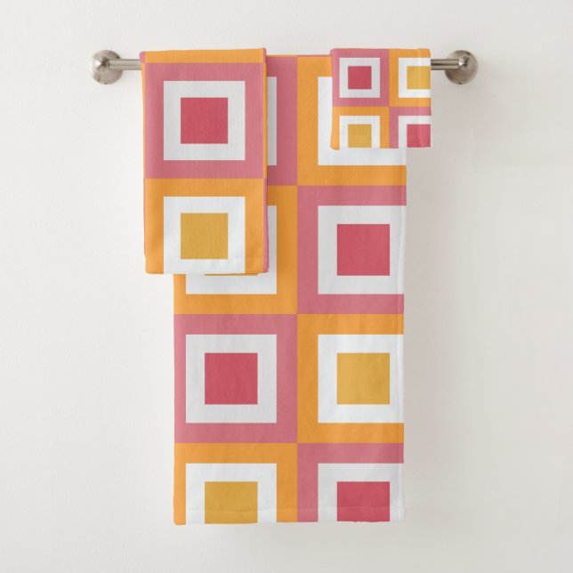 Farbiges quadratisches geometrisches Muster Badhandtuch Set (Insitu)