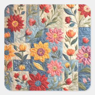 Farbiges Quiltmuster Quadratischer Aufkleber