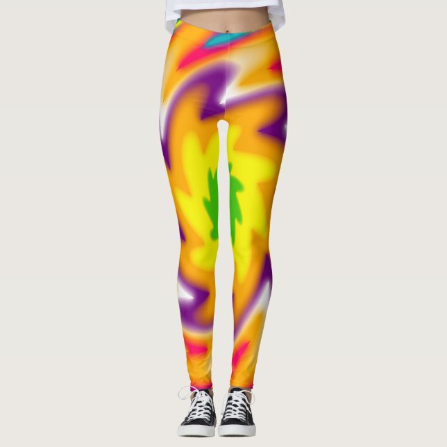 Farbiges Radialmuster Leggings (Vorderseite)