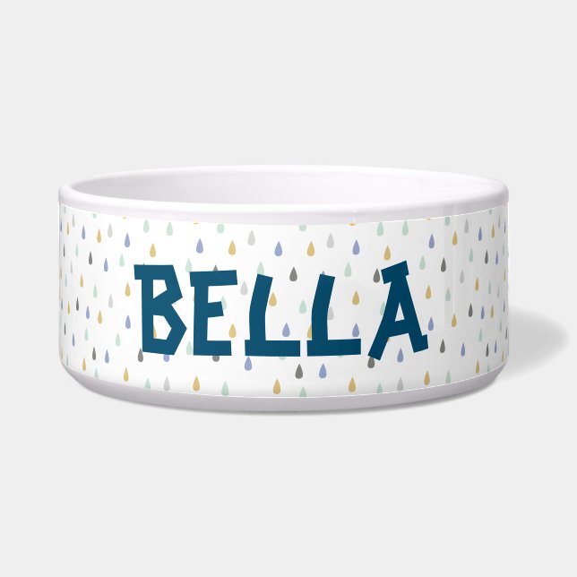 Farbiges Raindrop-Muster, anpassbarer Pet-Name Napf (Vorderseite)