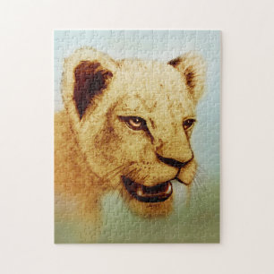Farbiges realistisches Zeichn, Wild Lion, Tierart