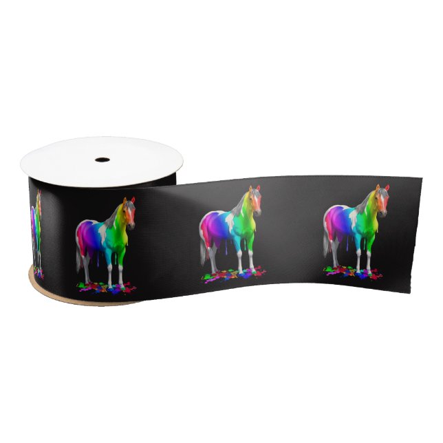 Farbiges Regenbogen-Dripping Satinband (Spule)