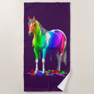 Farbiges Regenbogen-Dripping Strandtuch