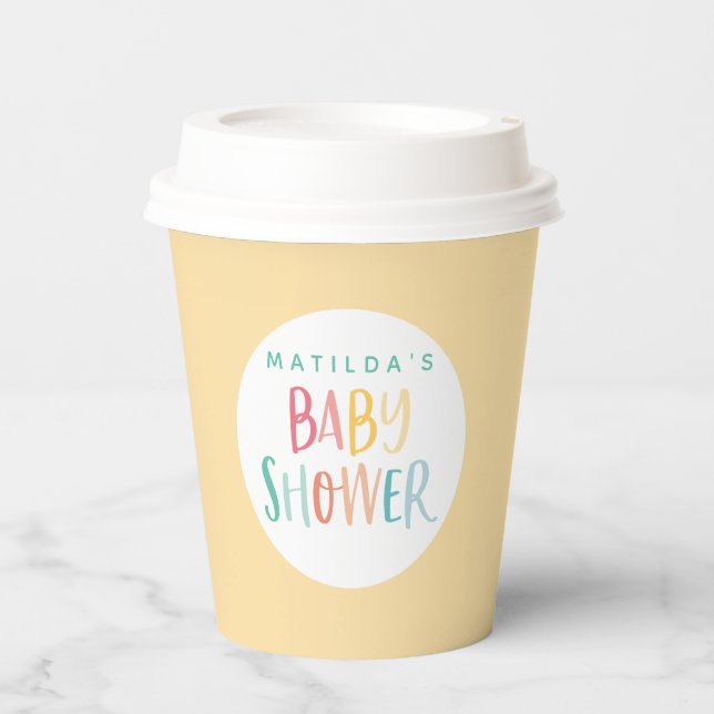 Farbiges Regenbogenbaby Dusche Party Pappbecher (Vorderseite)