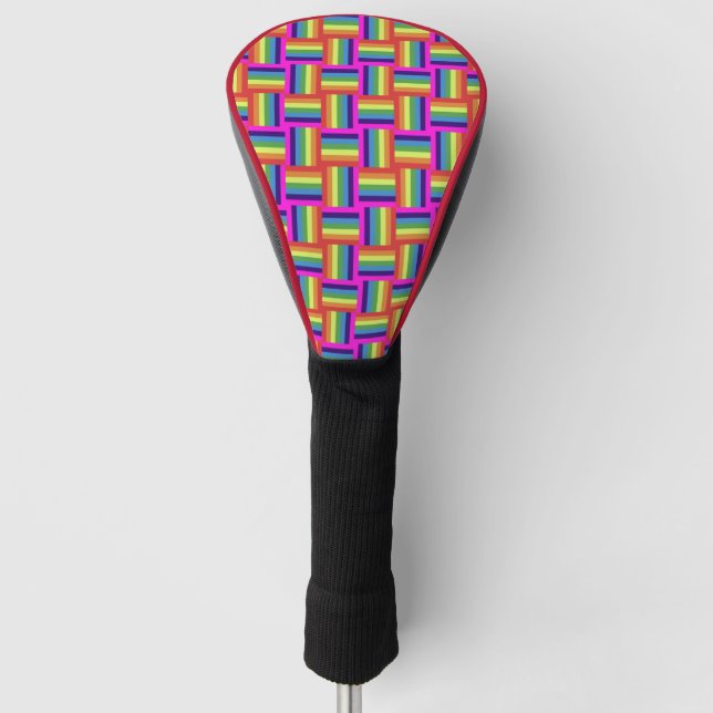 Farbiges Regenbogenblockmuster Golf Headcover (Vorderseite)