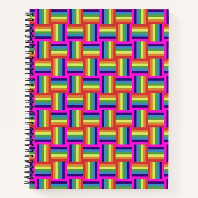 Farbiges Regenbogenblockmuster Notizbuch (Vorderseite)