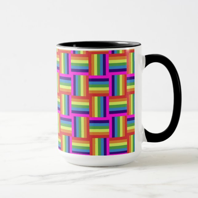 Farbiges Regenbogenblockmuster Tasse (Rechts)