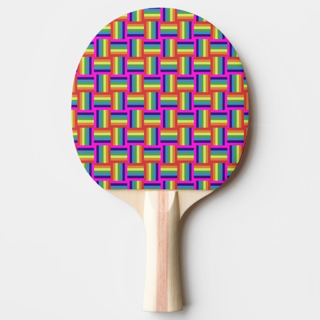 Farbiges Regenbogenblockmuster Tischtennis Schläger (Vorderseite)
