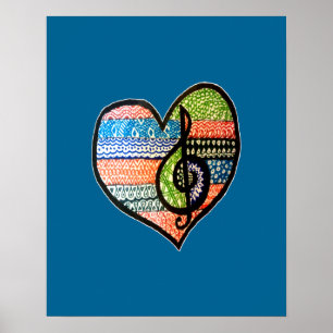 Farbiges Regenbogenmusikherz individuell anpassbar Poster