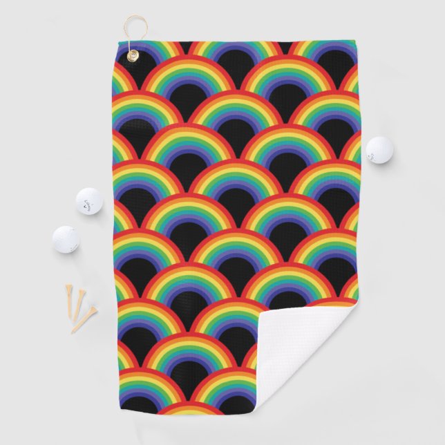 Farbiges Regenbogenmuster Golfhandtuch (Insitu)