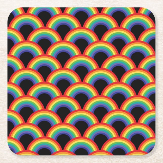 Farbiges Regenbogenmuster Rechteckiger Pappuntersetzer (Vorderseite)