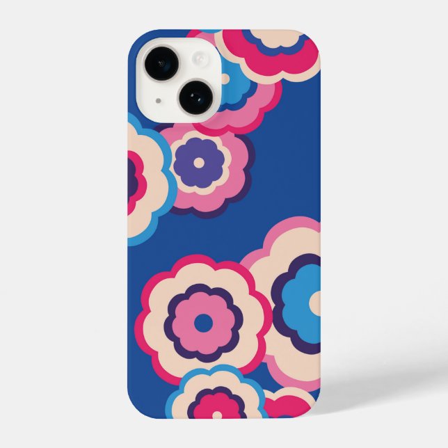 Farbiges Retro-60er-Jahre-Muster iPhone 14 Hülle (Rückseite)