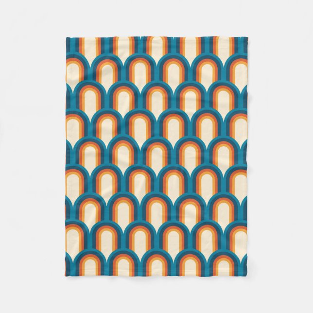 Farbiges Retro Arch Rainbow-Muster Fleecedecke (Vorderseite)