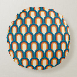 Farbiges Retro Arch Rainbow-Muster Rundes Kissen