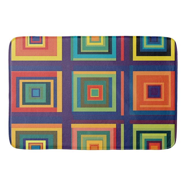Farbiges Retro-Blockdesign Badematte (Vorderseite)