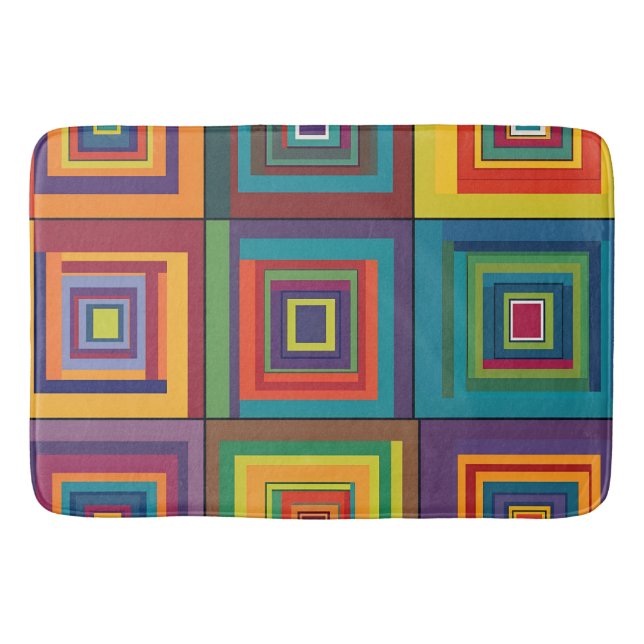 Farbiges Retro-Blockdesign Badematte (Vorderseite)
