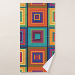 Farbiges Retro-Blockdesign Badhandtuch Set