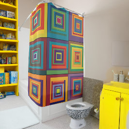 Farbiges Retro-Blockdesign Duschvorhang
