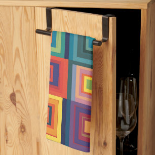Farbiges Retro-Blockdesign Geschirrtuch