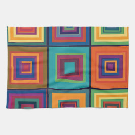 Farbiges Retro-Blockdesign Geschirrtuch