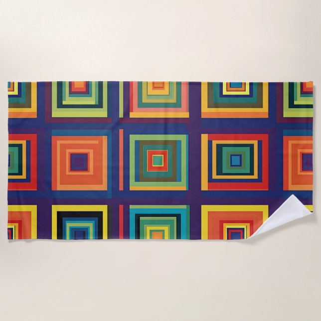 Farbiges Retro-Blockdesign Strandtuch (Vorderseite)