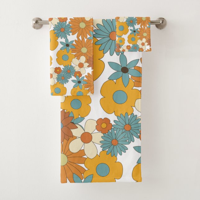 Farbiges Retro-Blume-Muster Badhandtuch Set (Insitu)