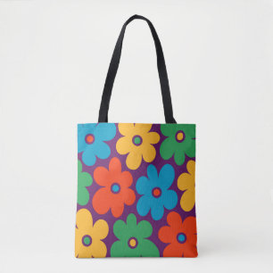 Farbiges Retro-Blume-Muster Tasche