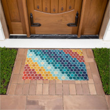 Farbiges Retro-Blumenmosaik Hexagon-Muster