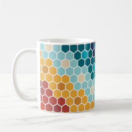 Farbiges Retro-Blumenmosaik Hexagon-Muster Kaffeetasse