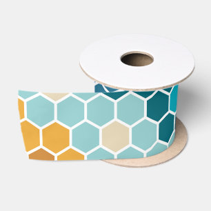 Farbiges Retro-Blumenmosaik Hexagon-Muster Satinband