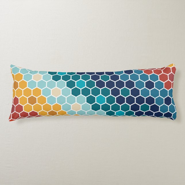 Farbiges Retro-Blumenmosaik Hexagon-Muster Seitenschläferkissen (Vorderseite)