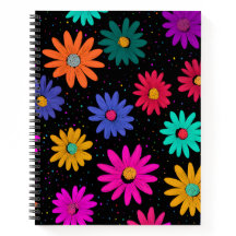 Farbiges Retro-Blumenmuster Spiralnotizbuch
