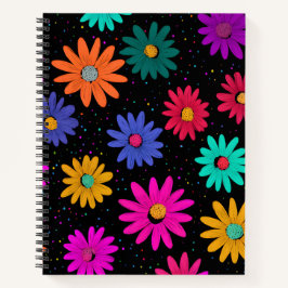 Farbiges Retro-Blumenmuster Spiralnotizbuch Notizbuch