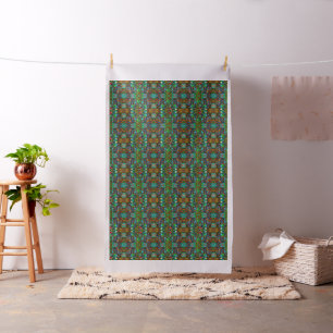 Farbiges Retro-Floral Collage Geometrisches Muster Stoff