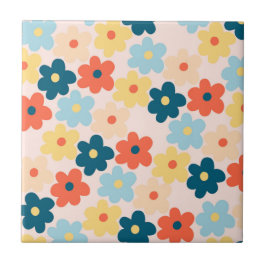 Farbiges Retro-Hippie-Blume-Muster Fliese