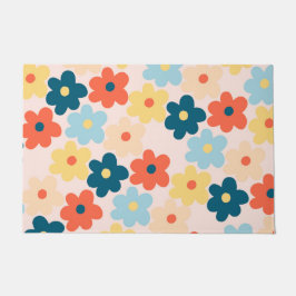 Farbiges Retro-Hippie-Blume-Muster Fußmatte