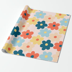 Farbiges Retro-Hippie-Blume-Muster Geschenkpapier