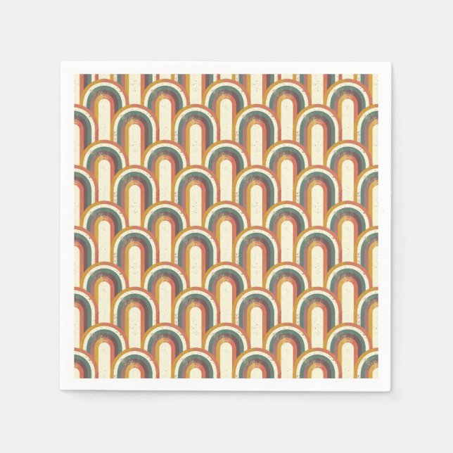 Farbiges Retro-Inspiriert Regenbogenmuster Serviette (Vorderseite)