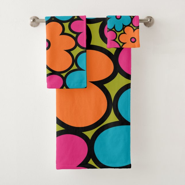 Farbiges Retro-Muster Badhandtuch Set (Insitu)