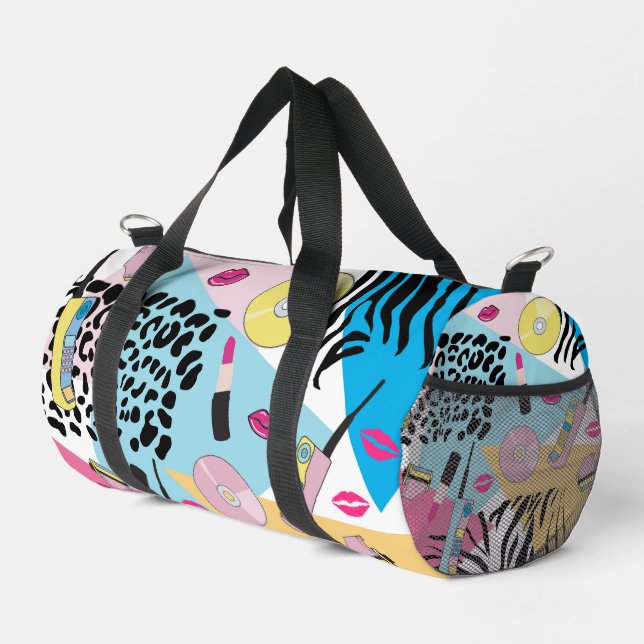 Farbiges Retro-Muster der 90er Jahre Duffle Bag (Rechte Ecke)