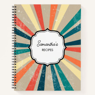 Farbiges Retro Rainbow Sunburgh Cookbook Notizbuch