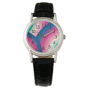 Farbiges Retro-Regenbogenmuster Armbanduhr