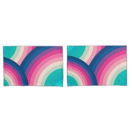 Farbiges Retro-Regenbogenmuster | Kissenbezug
