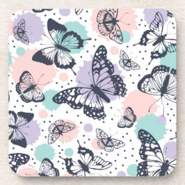 Farbiges Retro-Schmetterlingsmuster Getränkeuntersetzer