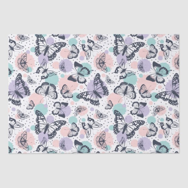 Farbiges Retro-Schmetterlingsmuster Seidenpapier (Vorderseite)